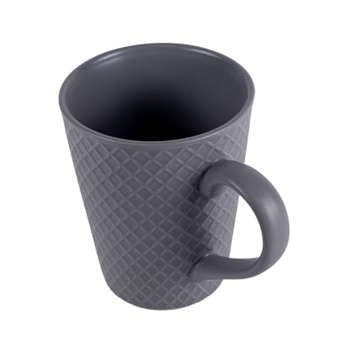 كوب قهوة وشاي من الخزف الحجري من كويزين آرت، سعة 350 مل، لون رمادي سانتا، 9×10.5 سم - كوب كبير أنيق ومتين للمشروبات الساخنة - مثالي للمنزل والمكتب والهدايا