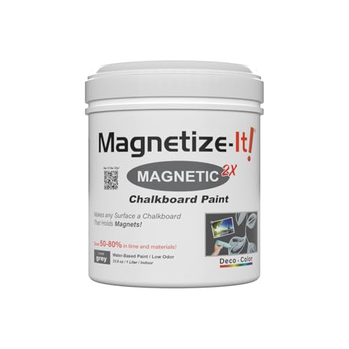 Magnetize-It! Pintura magnética para pared/tiza (base de agua), color gris, 1 l, 1000 ml, adherencia extra decorativa, duradera y sostenible, color interior de uso general