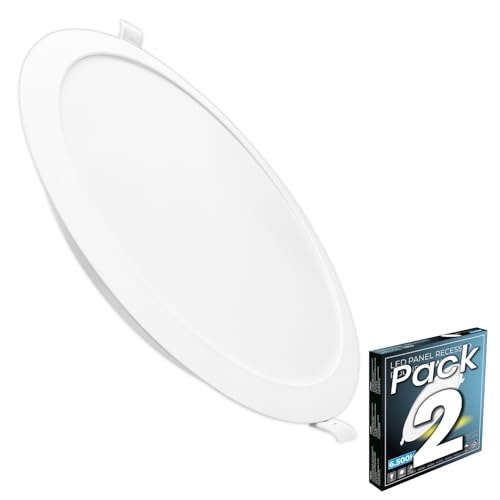 LED ATOMANT Pack 2x Downlight LED Panel Redondo 220mm 18W, Color Blanco Frio (6500K), Corte 190 205mm, 1650 lumenes, Driver integrado, Para Techo Cocina Baño