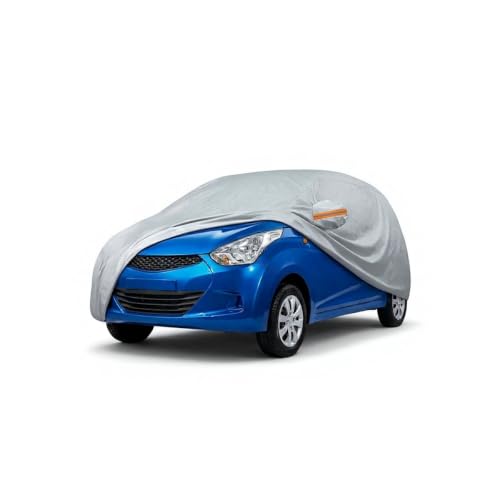 Image of myTVS 100% Waterproof Car Body Cover for Hyundai Eon - Custom-Fit, Double-Layer, UV & Dust Proof, Mirror Pockets & Elastic Clip Lock (CSK 1)