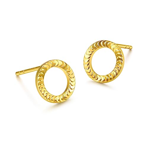 Image of CHOW SANG SANG 999 24K Gold Essence Round Stud Earrings for Women 94290E