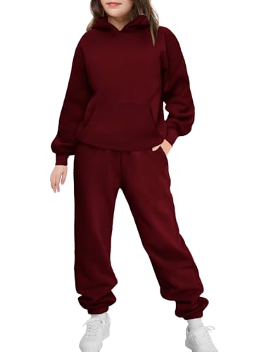Image of Arshinet Girls 2 Piece Outfits Hoodie Sweatsuit Sets Oversized Sweatshirt and Baggy Fall Fashion Sweatpant with Pockets