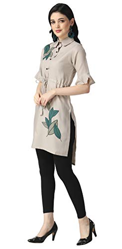 Image of OM SAI LATEST CREATION Designer Slub Cotton Fully Stitched Anarklai Kurti for Women & Girls on Jeans Palazzo or Skirt (Plus Size Upto 2XL)-(Grey)