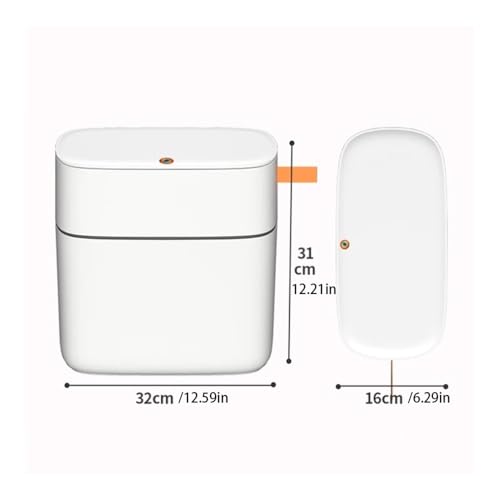 Caneca de basura pequeña redonda con tapa para baño miniatura 2