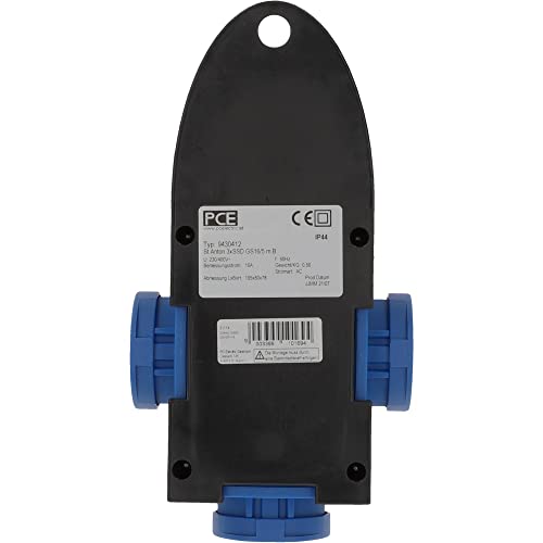 PC-Electric Electric 31114 CEE-Mobil-Verteiler 3xSchuko 16A abges. Mobilverteiler Kunststoff Baureihe ST.ANTON 3xSSD GS16/5 m.B. IP44, schwarz-rot-blau