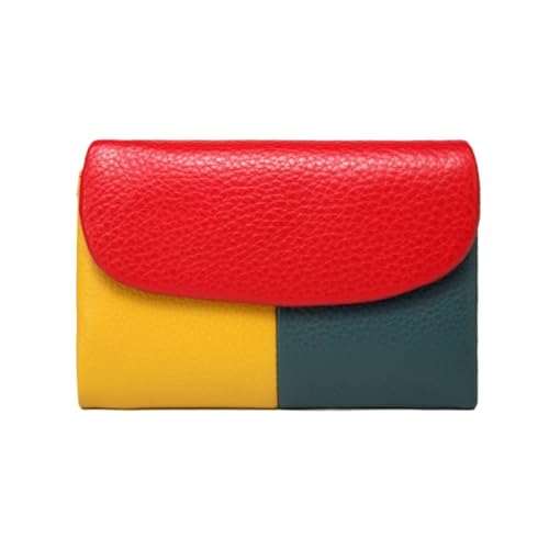 Women's Cowhide Wallets Money Clips Card Cases Genuine Leather Blocking Wallet Purse (Red)