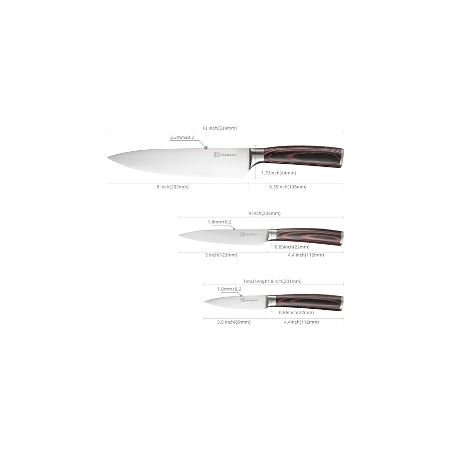 KEEMAKE-Knife-Set-Kitchen-Knives-14116-High-Carbon-Stainless-Steel-Professional-Chef-Knife-Set-of-3-Razor-Sharp-Japanese-Cooking-Knife KEEMAKE Knife Set Kitchen Knives - 1.4116 High Carbon Stainless Steel Professional Chef Knife Set of 3 - Razor Sharp Japanese Cooking Knife