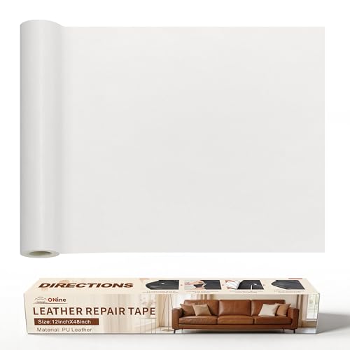 Image of ONine Leather Repair Patch, Leather Repair Tape, 12 x 48 Inches Self-Adhesive Couch Patch, Waterproof, Wear-Resistant, for Furniture, Drivers Seat, Sofas, Car Seats(White)