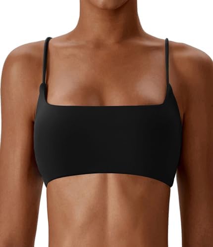 Comper Women's Sports Bras Wirefree Racerback Workout Bras Sexy Thin Straps Yoga Sport Bras with Removable Pads
