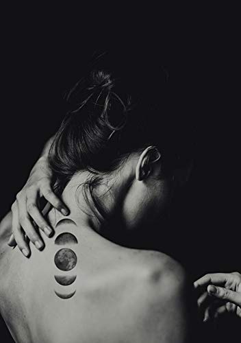 SanerLian Black Geometry Tree Tattoo Sticker Moon Phase Arrow Temporary Fake Tatoo Waterproof Men Women Arm Shoulder Back Body Art 13.8X4cm Set of 12 (SF031)