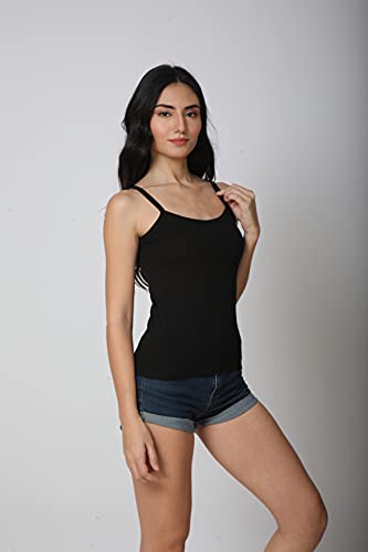 Image of Good Connection Women's Spaghetti Straps Plain Cotton Camisole Slip Seamless Tank Top