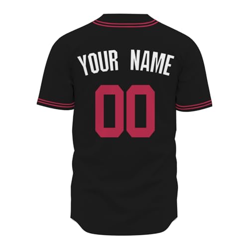 Camiseta personalizada de béisbol blanca, negra y roja sin estampados para hombres, mujeres y niños miniatura 3