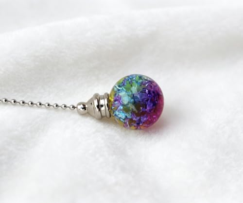 Image of Crystal Ball Ceiling Fan Pull Chain Ornament, 12 inch Chain Gradient Color Fan Light Pulls Decorative Extension with Connector, Sliver Chain