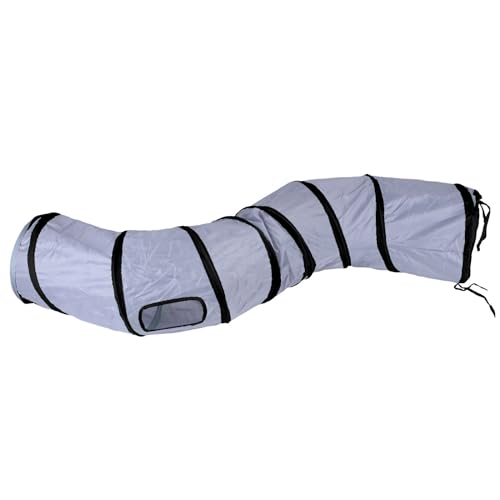 Image of iCAGY Cat Tunnel for Indoor Cats, Rabbit Tunnel Toys, Pet Toys Play Tunnels for Cats Kittens Rabbits Puppies Crinkle Pop Up Dark Grey 47 inch Shape S