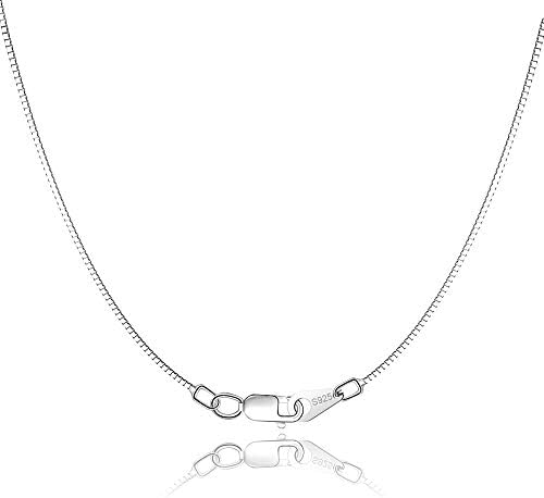 Jewlpire 925 Sterling Silver Chain for Women Girls 0.8mm Box Chain Lobster Claw Clasp - Italian Necklace Chain - Super Thin & Strong - Friendly Price & Quality 16/18/20/22/24 Inch