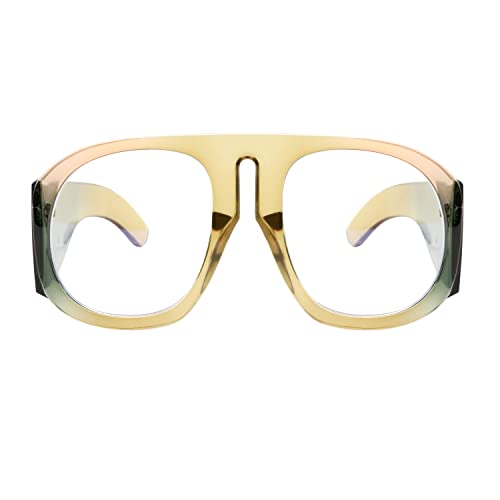 Image of FEISEDY Oversized Blue Light Blocking Glasses Women Men Big Plastic Aviator Frame Eyewear Clear Lens Computer Glasses B2371