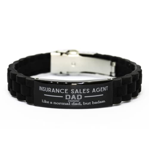 Insurance Sales Agent Dad Engraved Bracelet Gifts, Insurance Sales Agent Dad Like a normal Dad, but badass. Funny Insurance Sales Agent Dad Glidelock Bracelet Father's Day From Son Daughter, Insurance