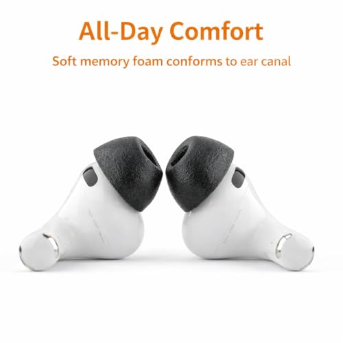 Image of Mizi Memory Foam Replacement Ear Tips for AirPods Pro 3 (2025), Better Noise Cancellation, Secure & Comfortable Fit, 3 Pairs S /M /L, Black