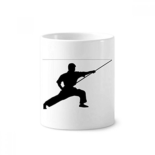 Porte-brosse à dents Shaolin Kung Fu en céramique | Tasse blanche et pot à stylo 350ml