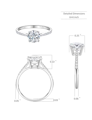 14K White Gold 1-3 Carat Lab Grown Diamond Engagement Ring,IGI Certificate Classic 4-Prong Round Cut with Halo Setting,D-E Color VS1-VS2 Clarity,Wedding Band for Women2
