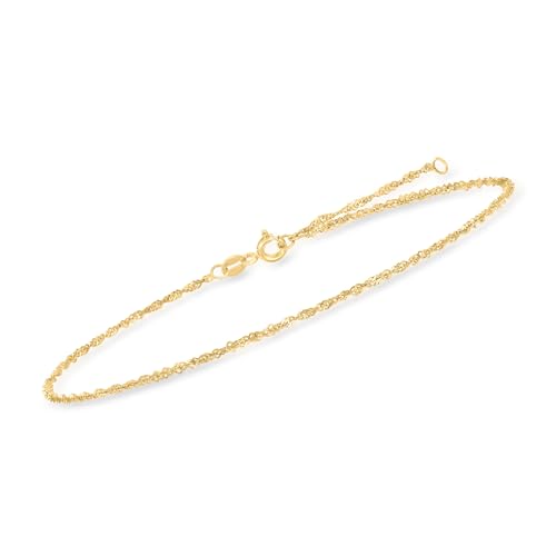Ross-Simons 1.5mm 10kt Yellow Gold Singapore-Chain Anklet. 9 inches2