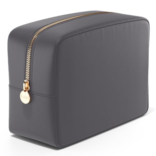 Embla Large Makeup Bag and Waterproof Nylon Travel Toiletry Bag, Large Capacity Cosmetic Zipper Pouch, Grey