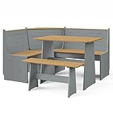 【Material】Fabricado en madera de pino maciza, el conjunto de muebles de jardín destaca por su durabilidad y resistencia a la intemperie.