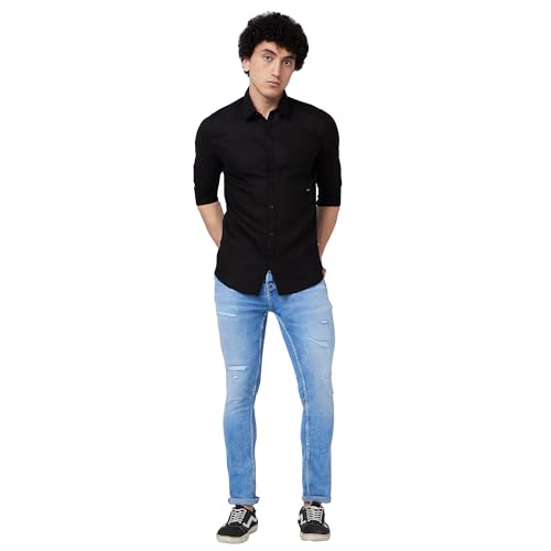 Image of Spykar Men's Regular Fit N /A Full Sleeve Solid Casual Shirts