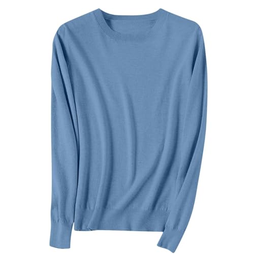 OIOLOYJM Fall Cashmere Sweaters for Women 2025 Crewneck Long Sleeve Tops Knitted Pullovers Lightweight Merino Wool Sweater