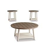 Signature Design by Ashley Bolanbrook Farmhouse 3-Piece Table Set, Includes 1 Coffee Table and 2 End Tables with Lower Shelf, Antique White & Brown