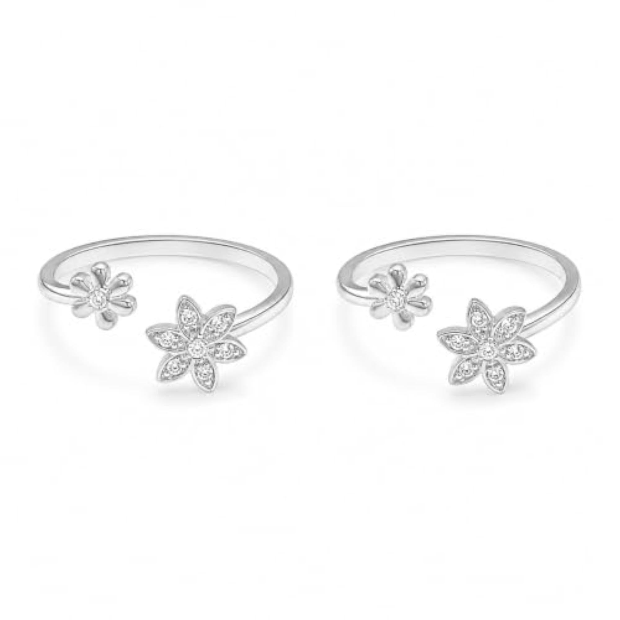 Women's 925 Sterling Silver Elegant Flower Toe Ring