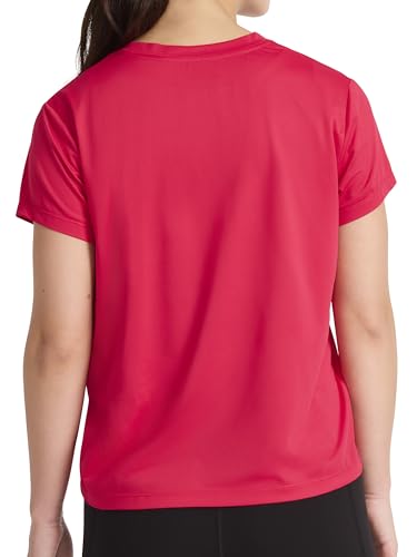 Reebok Women’s Weightless Short Sleeve Mesh Crewneck T-Shirt, Standard Fit, Stretch Poly Fabric, Love Potion, Small - image 2