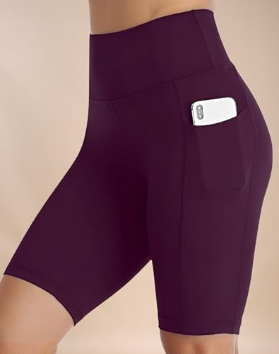 Image of High Waist Sports Activewear Shorts for Women and Girls Ideal for Gym and Yoga or Cycling with Side Pocket, Stretchable, Flexible, Slim Fit