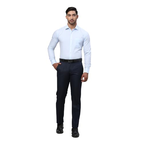 Image of Park Avenue Men Slim Fit Solid Pattern Polycotton Blend Semi Cutaway Collar Full Sleeve Formal Shirt