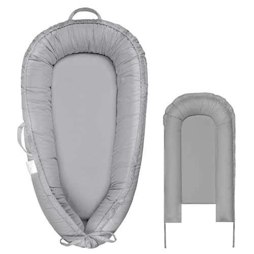 Atrooper Baby Lounger Cover for Boys and Girls, Gray 100% Cotton Baby Nest Cover, Breathable Replacement Cover for Infant and Newborn Snuggle Me Lounger, Cover Only
