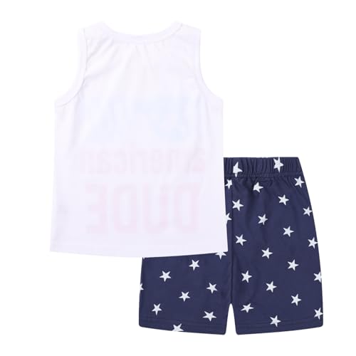 Image of HILEELANG Toddler Boy Summer Short Clothes Sets Cotton Crewneck Tees Shorts Pocket Adjustable Knite Shorts Playwear Sets