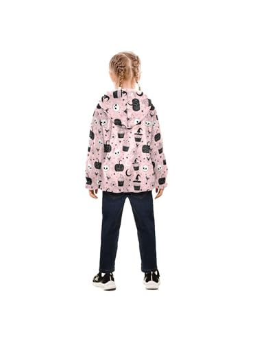 Cute Halloween Cake Skull Girls Fleece Jacket Girls Jacket Girl Coats Zip Up Hoodie Children Outerwear 2-3T4