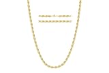 Collar de cadena de cuerda para hombres y mujeres, cadena de eslabones trenzados de acero inoxidable 316L para hombre, tono dorado, plateado, negro, hipoalergénico, impermeable, regalo de joyería para