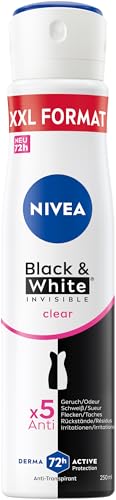NIVEA Black & White Invisible Clear Deo Spray XXL, Anti-Transpirant mit patentierter Anti-Flecken-Formel, Deodorant mit 72h Schutz (250 ml)