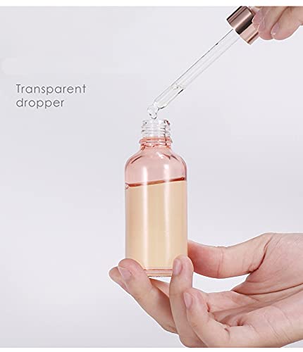 4 Pack Glass Dropper Bottles,10ml/15ml/30ml/50ml/100ml Essential Oil Bottles Dropping Bottles With Rose gold Cap Perfume Empty Travel Sample Vials Essence Liquid Cosmetic Containers(10ml)3