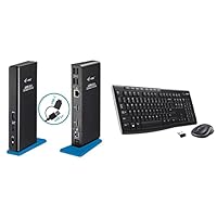 i-tec USB 3.0/USB-C Dual Docking Station für Tablets und Notebooks – 2X HDMI Full HD+, 4X USB 2.0, 2X USB 3.0, Gigabit Ethernet, Audio/Mik &amp; Logitech MK270 Kabelloses Set mit Tastatur und Maus-Schwarz