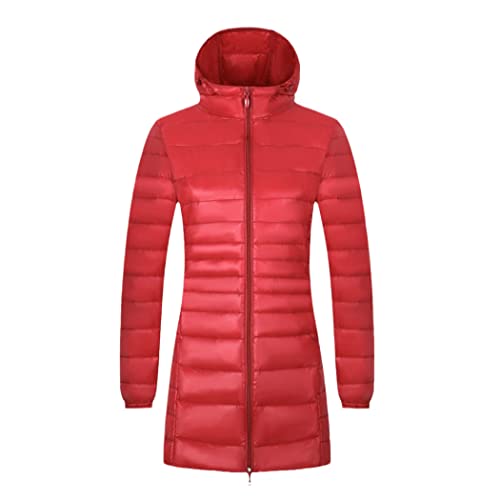 Manteau long chaud en duvet femme veste rouge XXL pour vaincre le froid sans volume
