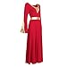 Women Metallic Color Block Liturgical Praise Dance Dress Bell Long Sleeve Lyrical Dancewear Gowns Worship Red + Gold XL