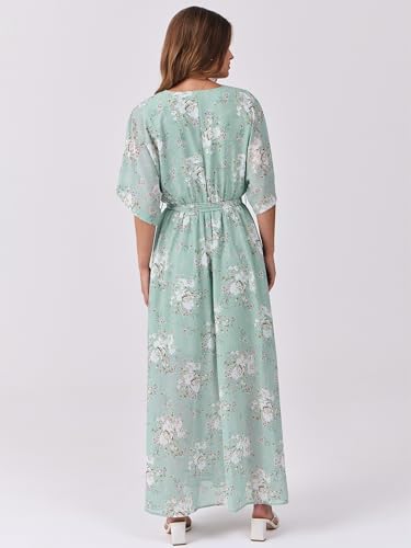 Image of ANRABESS Womens Boho Floral Wedding Guest Maxi Dress | Flowy A-Line Chiffon with Slit, Elegant V Neck Wrap Elastic Waist, Casual 1 /2 Sleeve Spring Summer Outfits, Tea Party