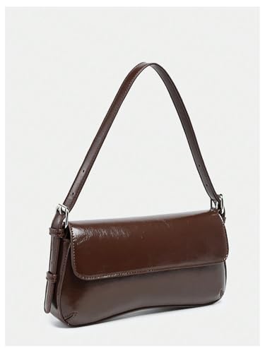 Image of Verdusa Women's Y2K Trendy Purse Boho Bags Faux Oiled Leather Tote Handbag Flap Underarm Shoulder Bag