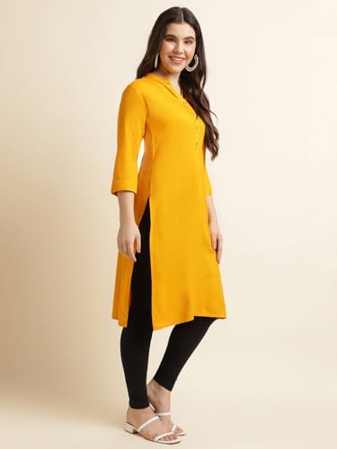 Image of Fabclub Women's Rayon Solid Plain Straight Kurti