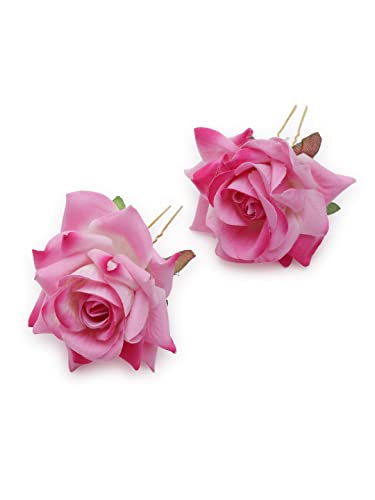 Image of Vogue Hair Accessories Light Weight Rose Flower Bun Maker Juda Pins For Women & Girls (Light Pink-2)