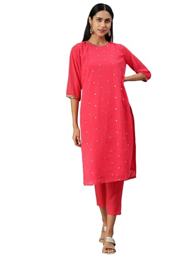 Image of Hritika Peach Faux Georgette Sequin Pattern (HRKB0070PCH L)