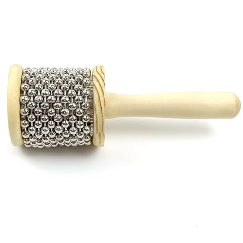 Grimmstr 1 Piece Diameter 11.5cm Wooden Hand Kabasa, Hand-Cranked Percussion Instrument with Metal Beads As Shown Wood+Metal for Adult Band Music Education, 500708978A2