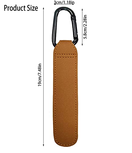 MEISO 3 Stück Kinderwagen Organizer Haken Clip, Anti-Rutsch Universale Passform, Leder karabiner Kinderwagen taschenhalter Organizer Hakenclip für Einkaufs, Umkleide und Windel Taschen（Braun）